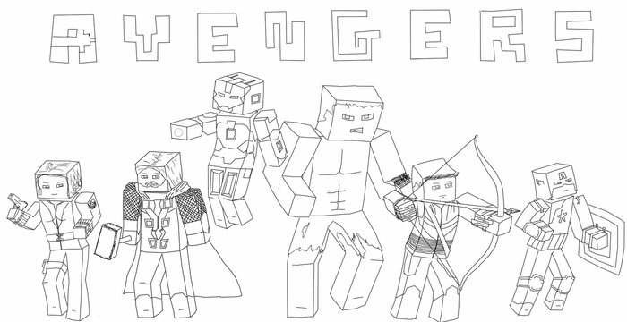 Minecraft Coloring Pages Avengers