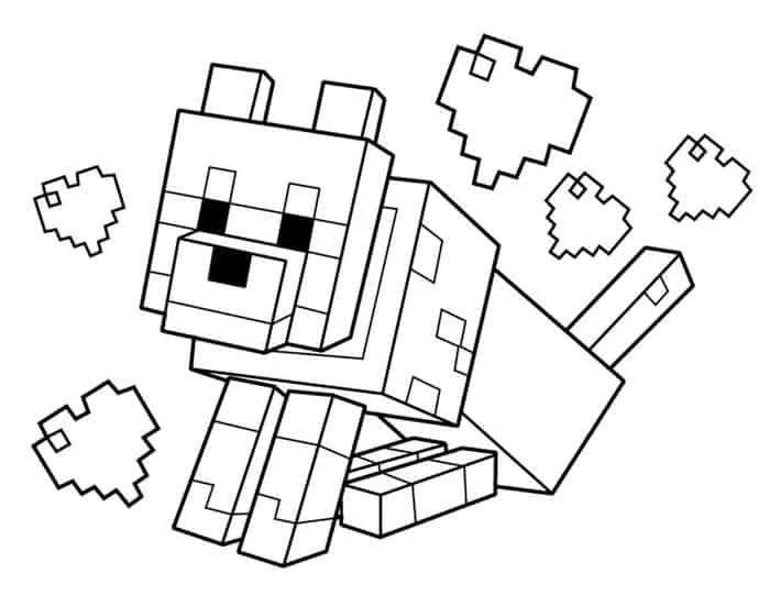 Minecraft Dog Sitting Coloring Pages