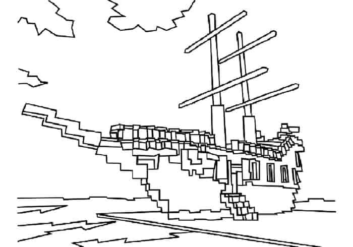 Minecraft Ship Coloring Pages