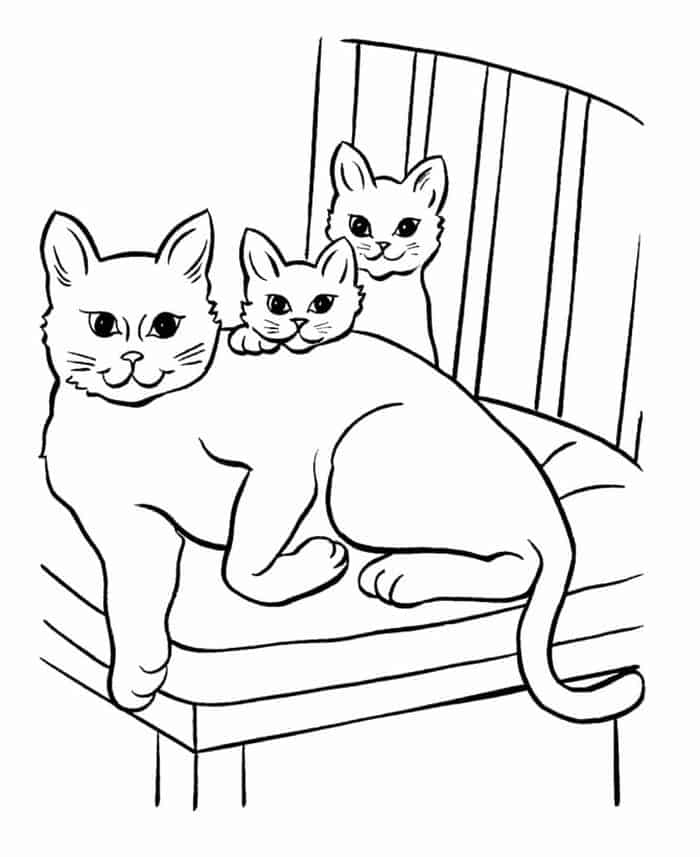 Mommy Cat And Kitten Coloring Pages