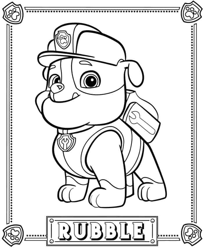Paw Patrol Coloring Pages Rubble