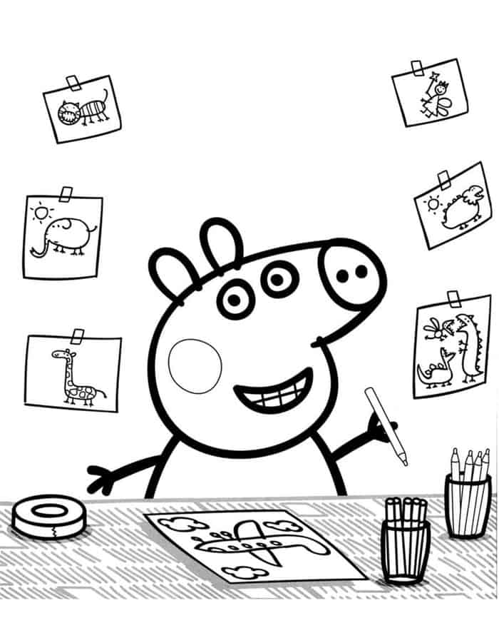 Peppa Pig And George Coloring Pages