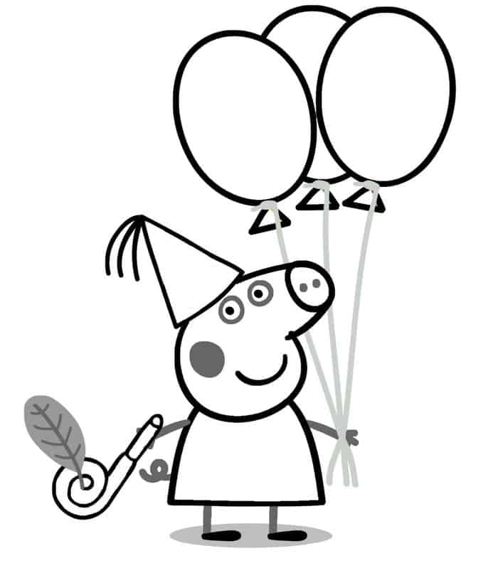 Peppa Pig Birthday Coloring Pages