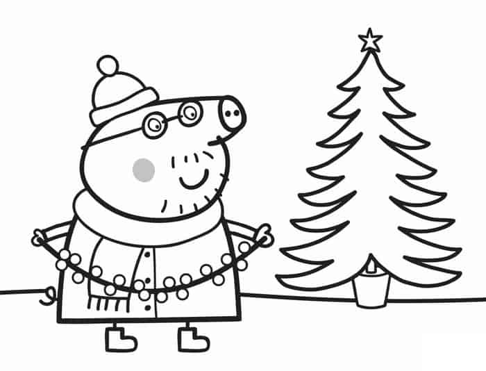 Peppa Pig Christmas Coloring Pages