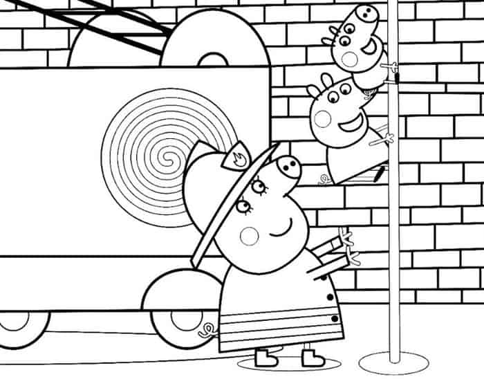 Peppa Pig Fire Truck Coloring Pages