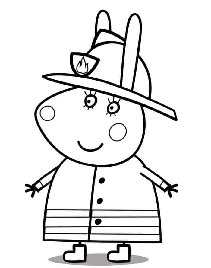 Peppa Pig Fireman Coloring Pages
