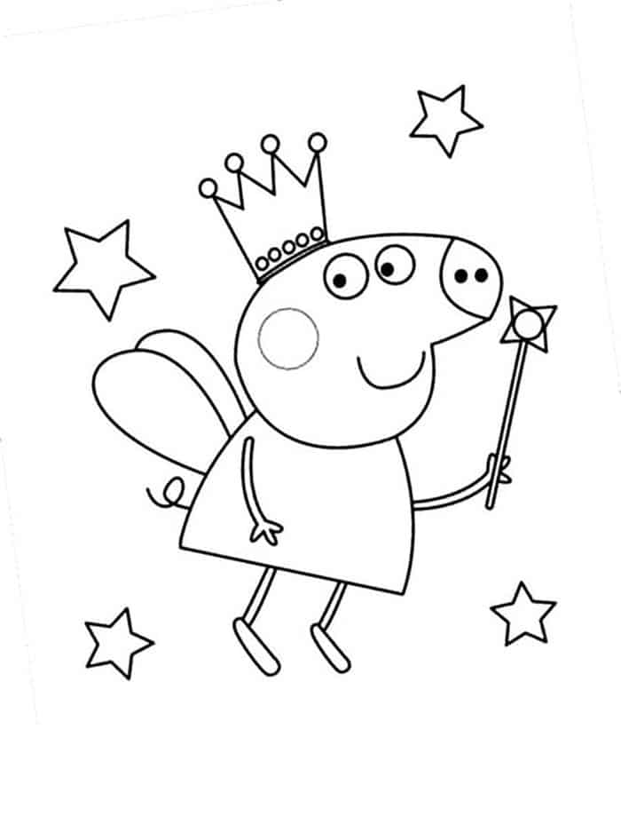 Peppa Pig Flying Fairy Coloring Pages