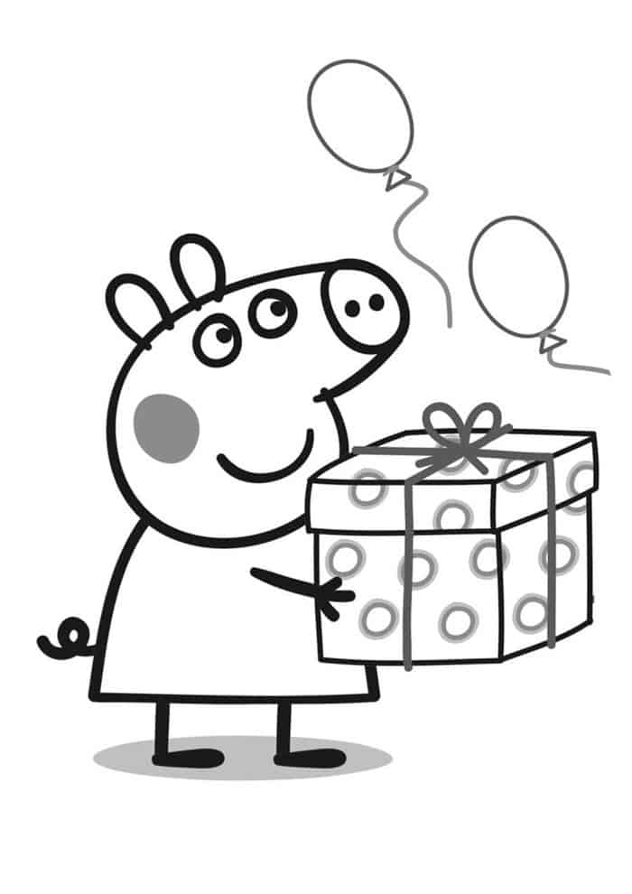 Peppa Pig Happy Birthday Coloring Pages