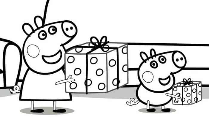 Peppa Pig Present Coloring Pages