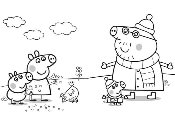 Peppa Pig Snow Coloring Pages