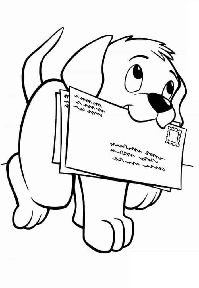 Puppy Carrying Letter Coloring Pages