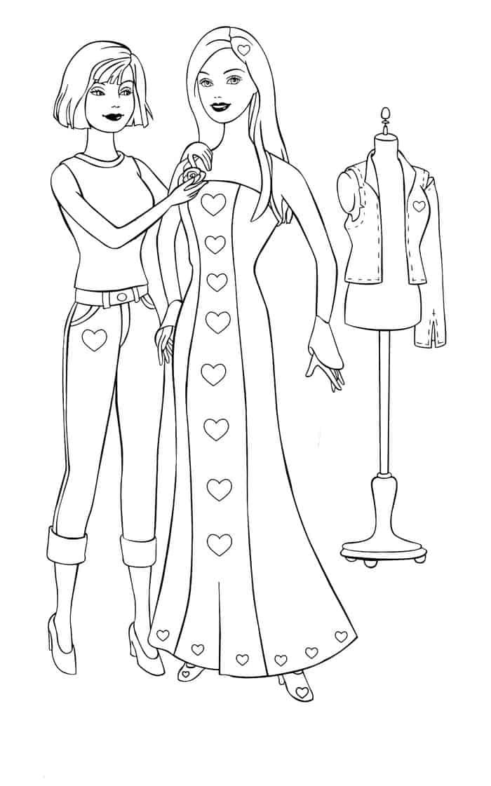 Simple Barbie Coloring Pages