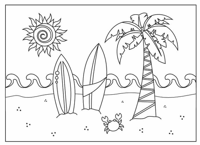 Summer Beach Coloring Pages To Print