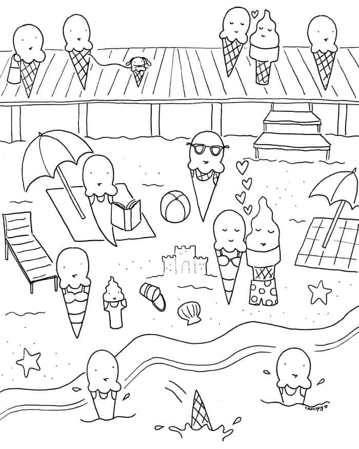 Summer Party Coloring Pages