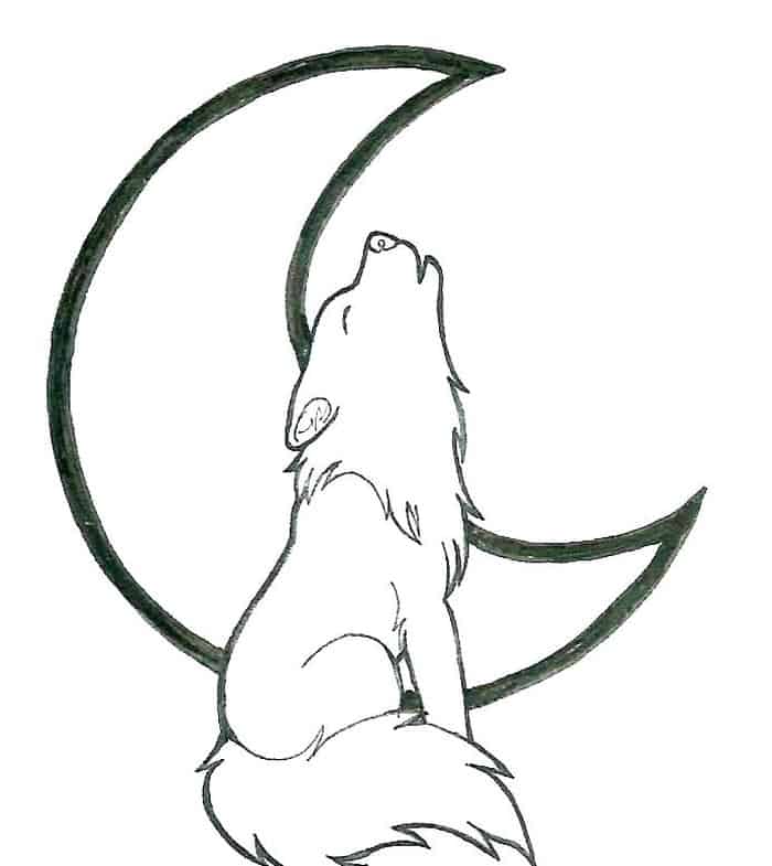 Wolf Howling At The Moon Coloring Pages