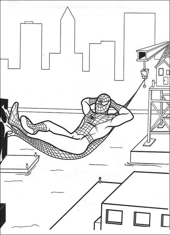 spiderman hanging coloring pages