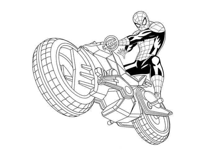 spiderman motorcycle coloring pages