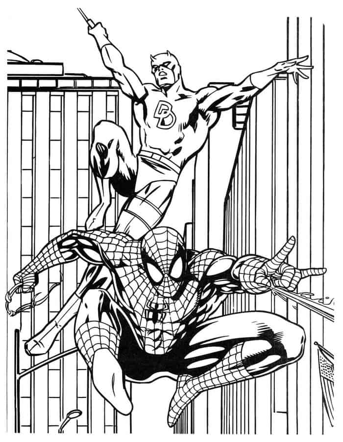 spiderman vs daredevil coloring pages
