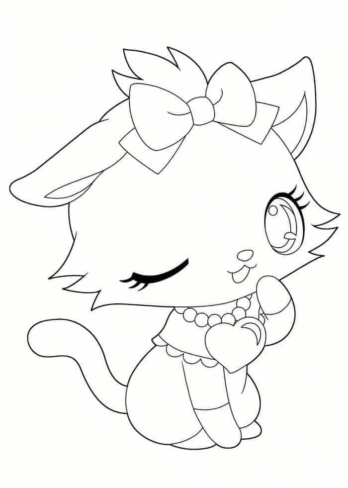 Anime Cat Coloring Pages 1