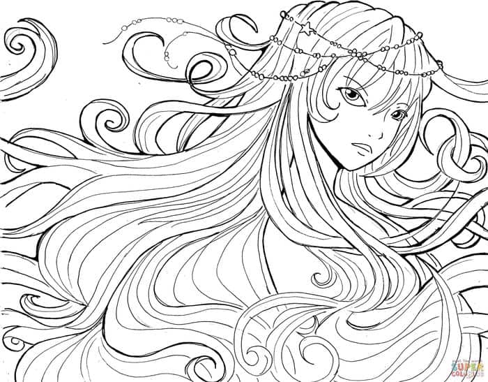 Anime Girl Coloring Pages For Kids 1