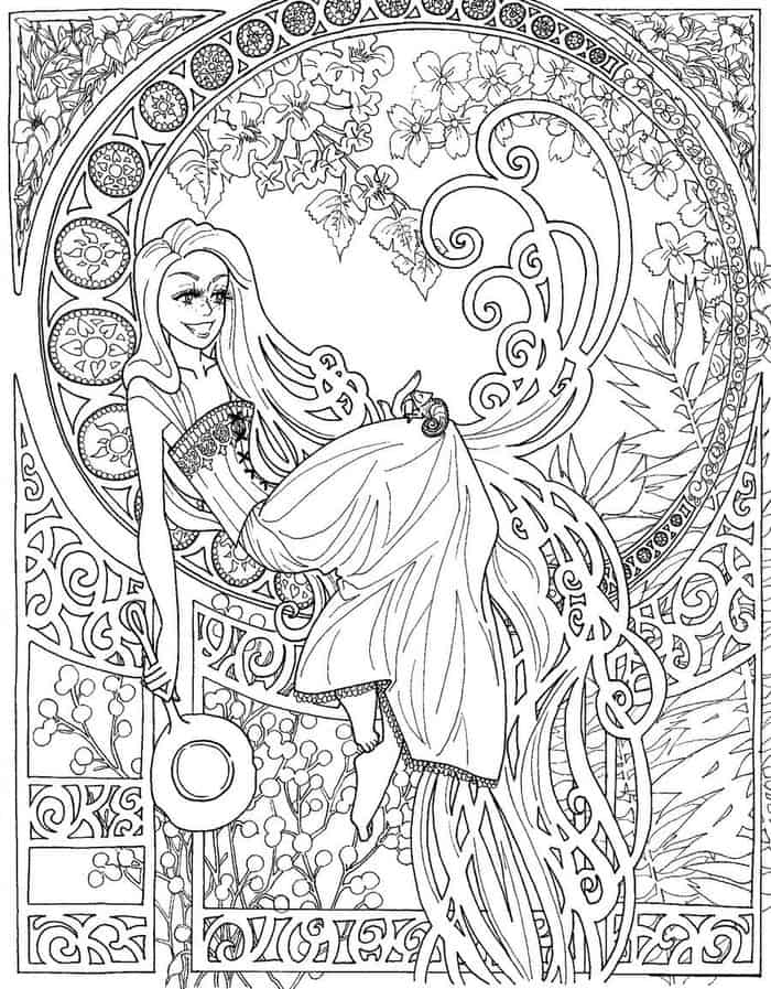 Art Nouveau Fairy Coloring Pages