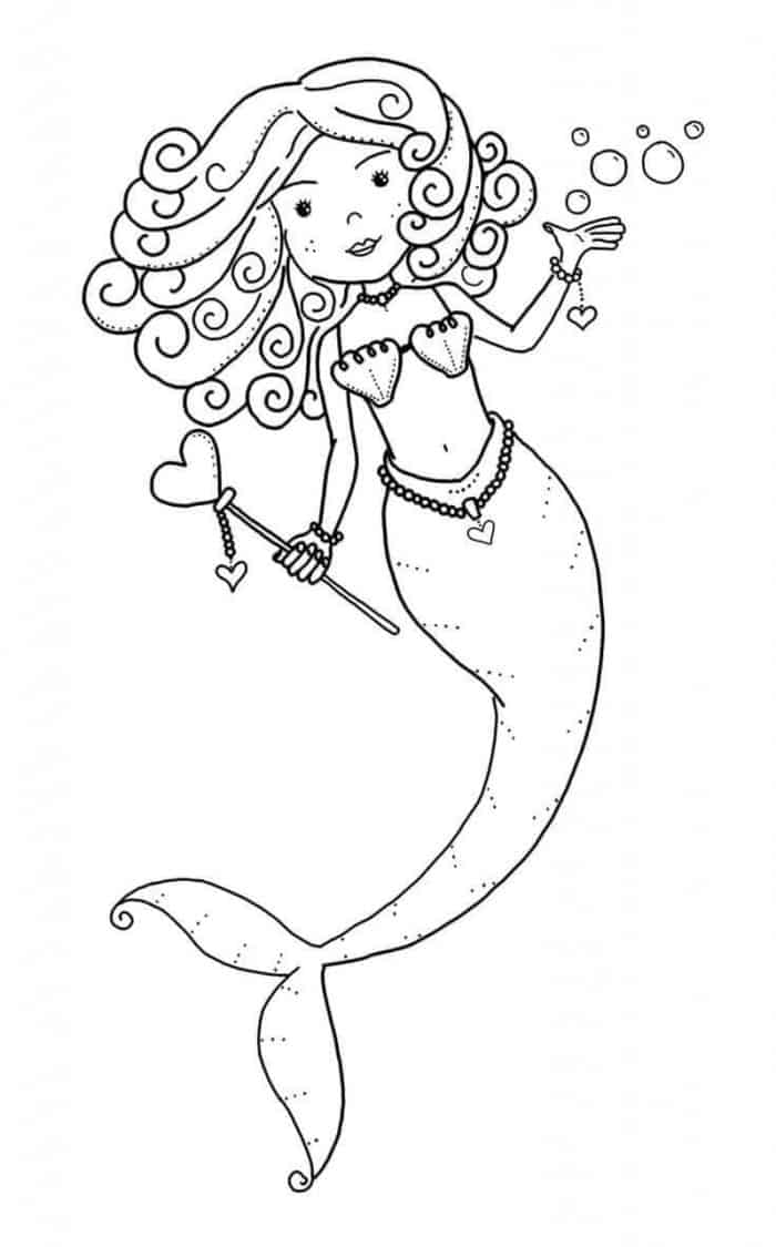 Easy Mermaid Coloring Pages