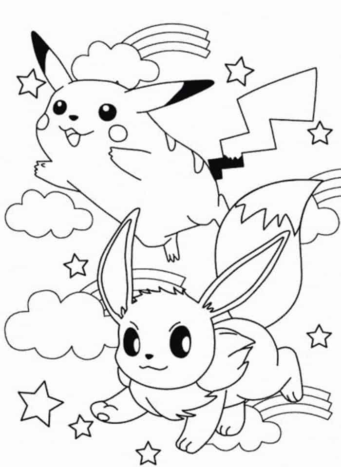 Eevee And Pikachu Coloring Pages 1