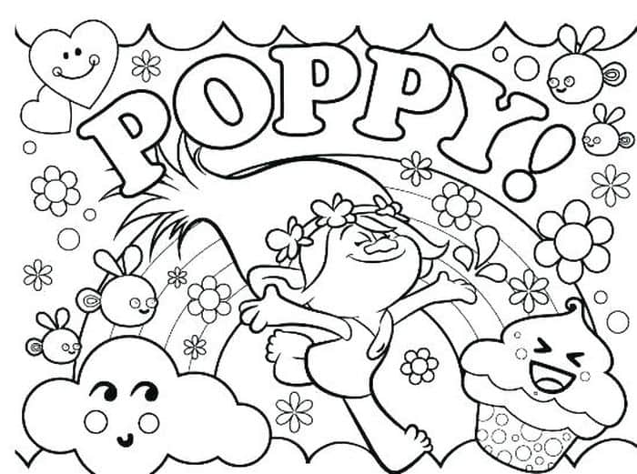 Happy Birthday Trolls Coloring Pages