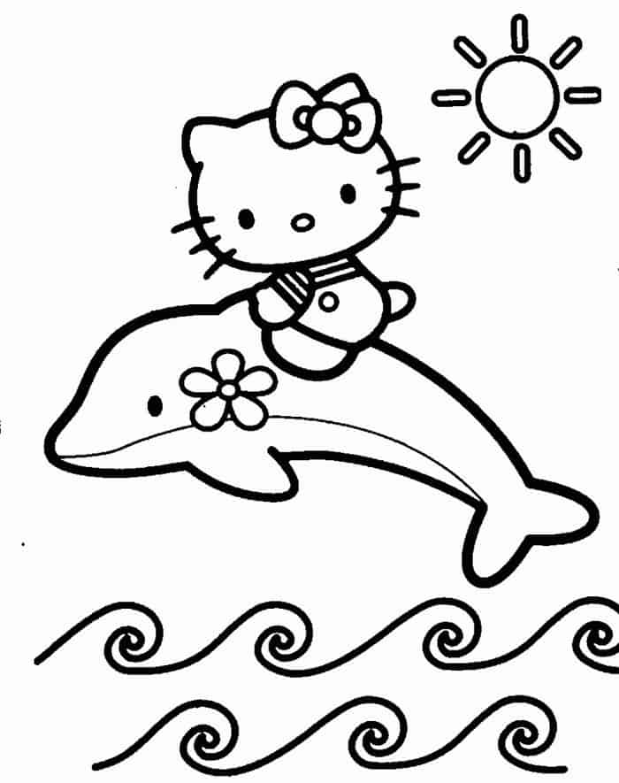 Hello Kitty And Dolphin Coloring Pages