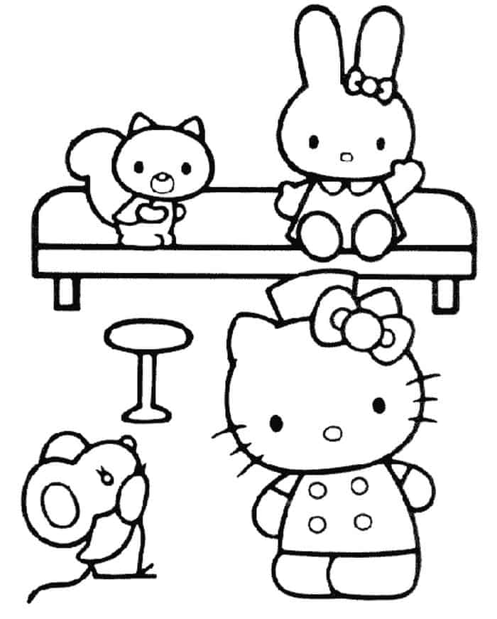 Hello Kitty And Friends Playing Coloring Pages