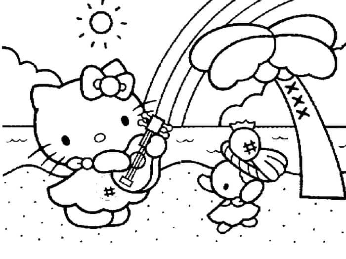 Hello Kitty Black And White Coloring Pages