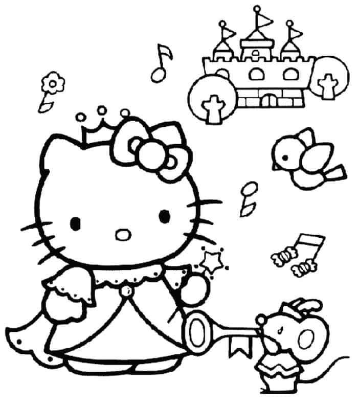 Hello Kitty Cute Princess Coloring Pages