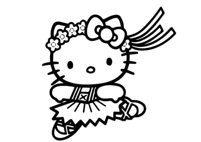 Hello Kitty Dancing Coloring Pages