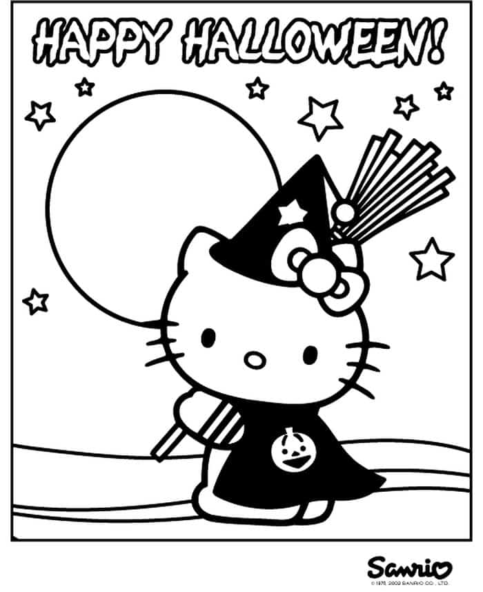 Hello Kitty Haloween Coloring Pages