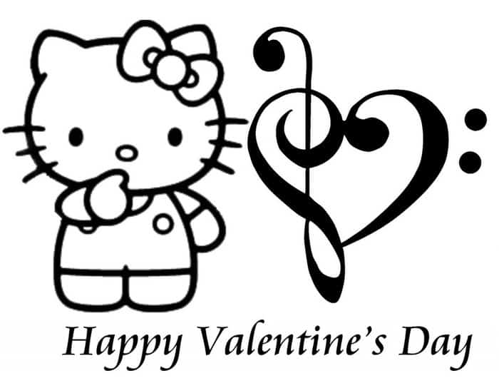 Hello Kitty Happy Valentine Day Coloring Pages