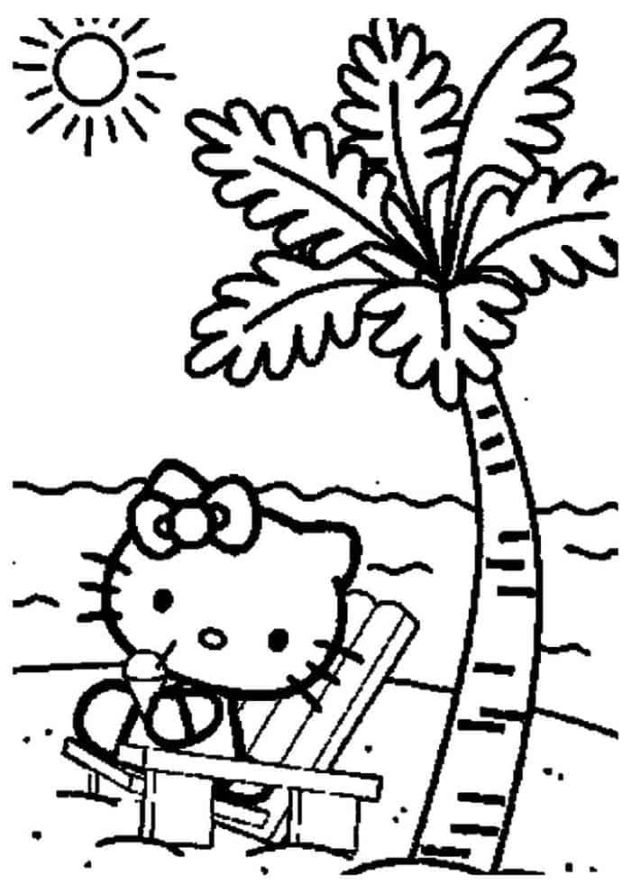 Hello Kitty Hawaii Coloring Pages