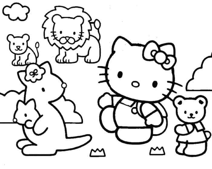Hello Kitty Picnic In The Zoo Coloring Pages