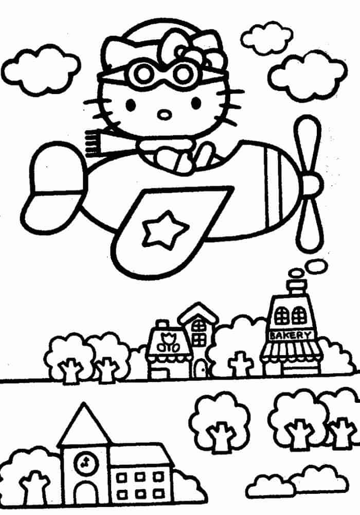 Hello Kitty Pilot Coloring Pages