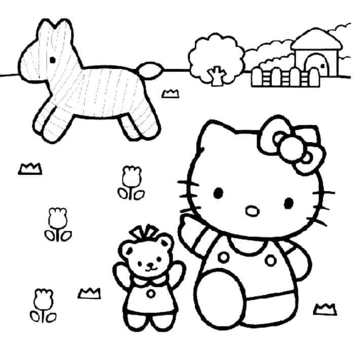 Hello Kitty Playing Outside Coloring Pages