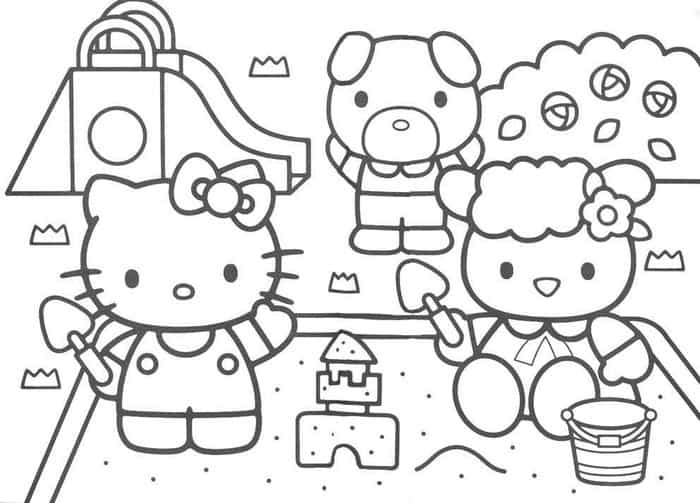 Hello Kitty Spring Coloring Pages