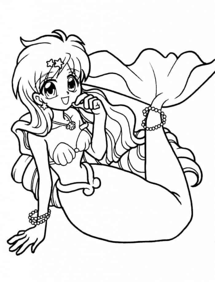 Kawaii Mermaid Coloring Pages