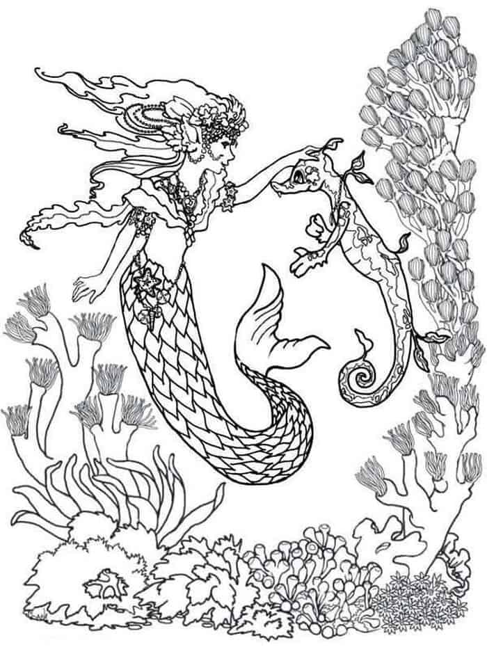 Mermaid Coloring Pages For Adults