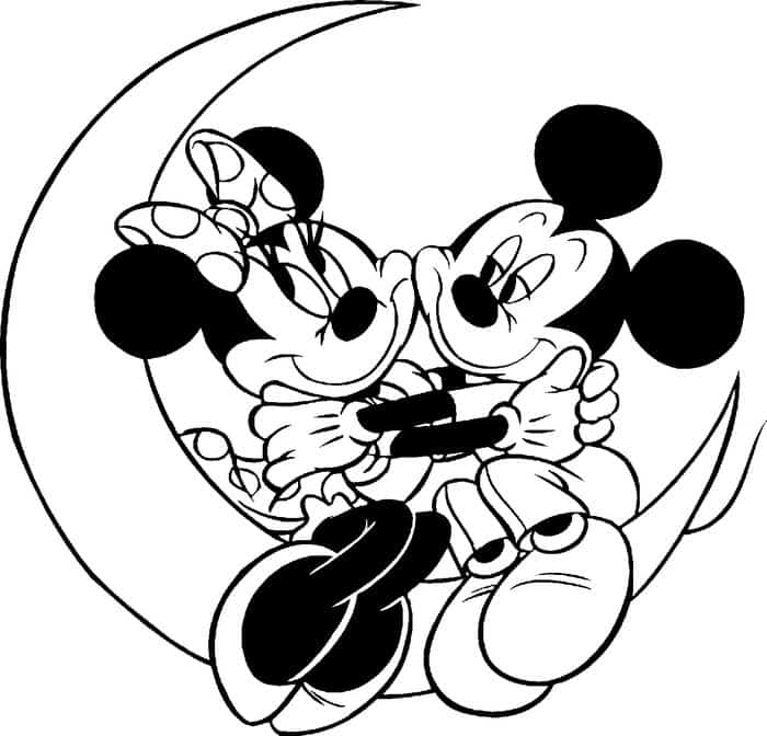 Mickey And Minnie Kissing Coloring Pages