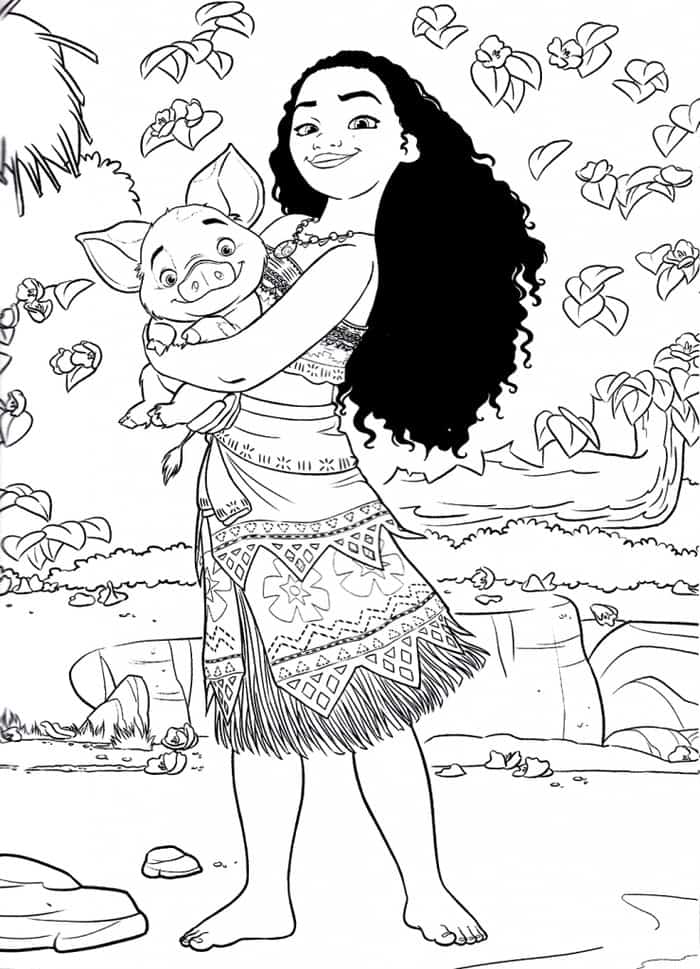 Moana And Pua Coloring Pages