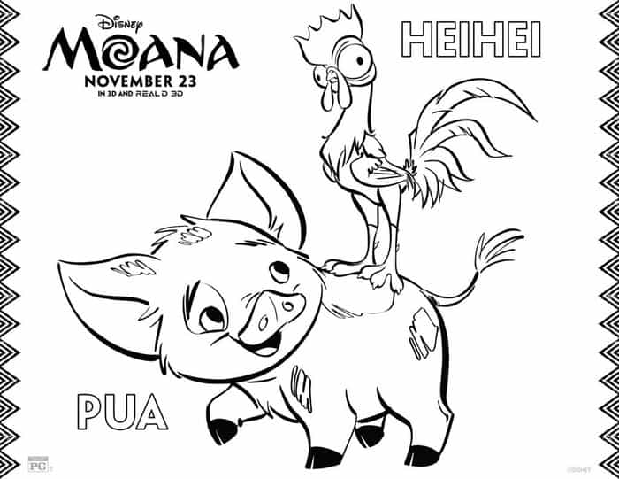 Moana Coloring Pages Pua And Heihei