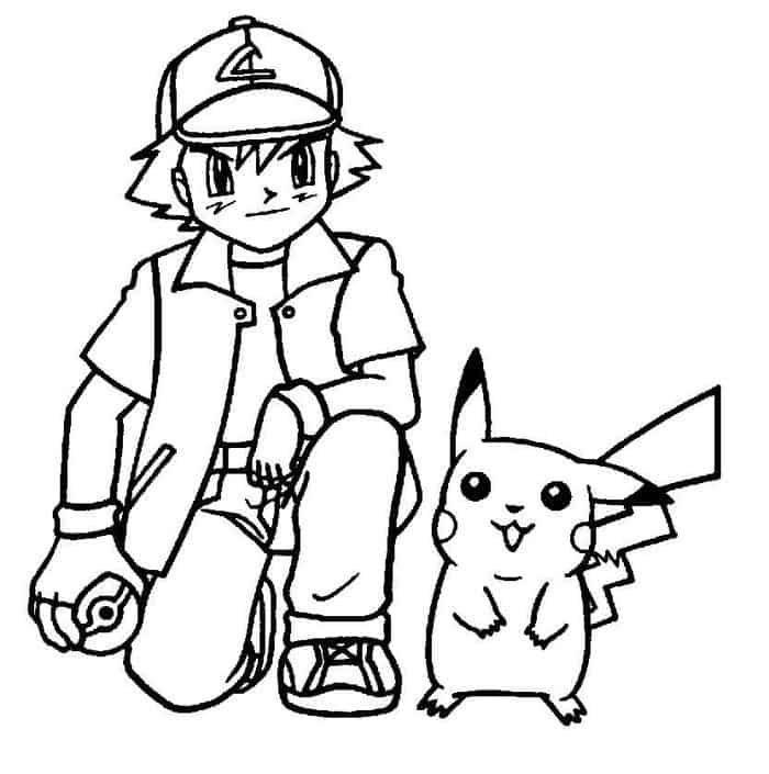 Pikachu And Ash Coloring Pages 1