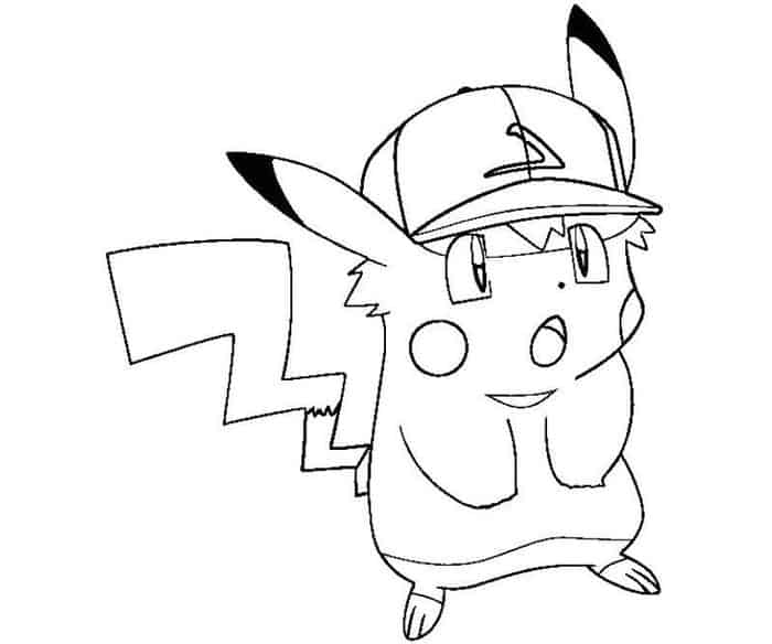 Pikachu With Hat Coloring Pages 1