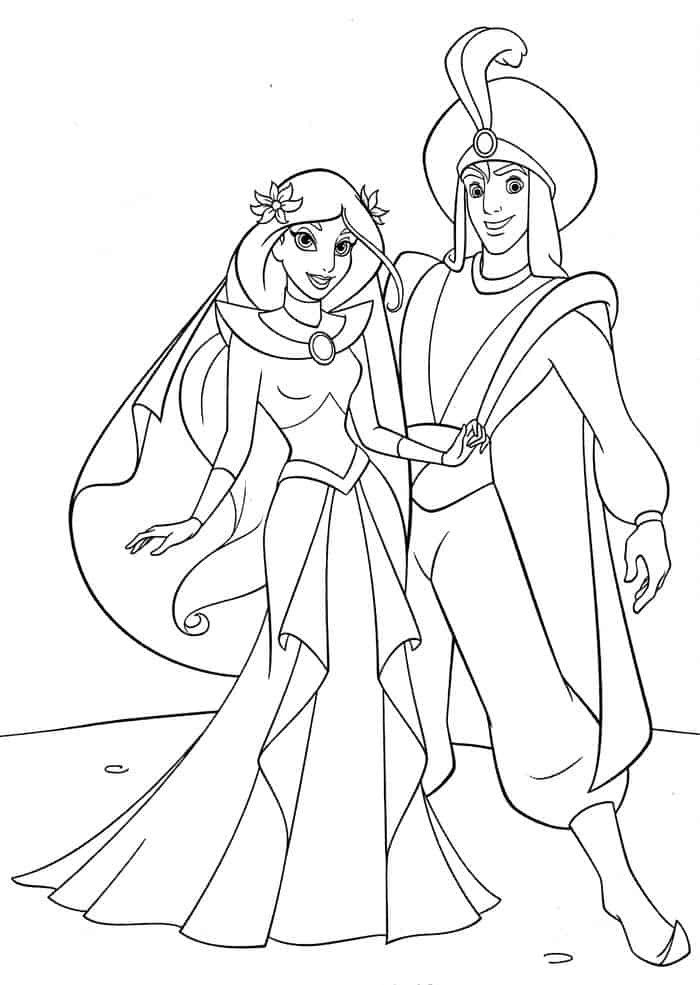 Aladdin And Jasmine Coloring Pages