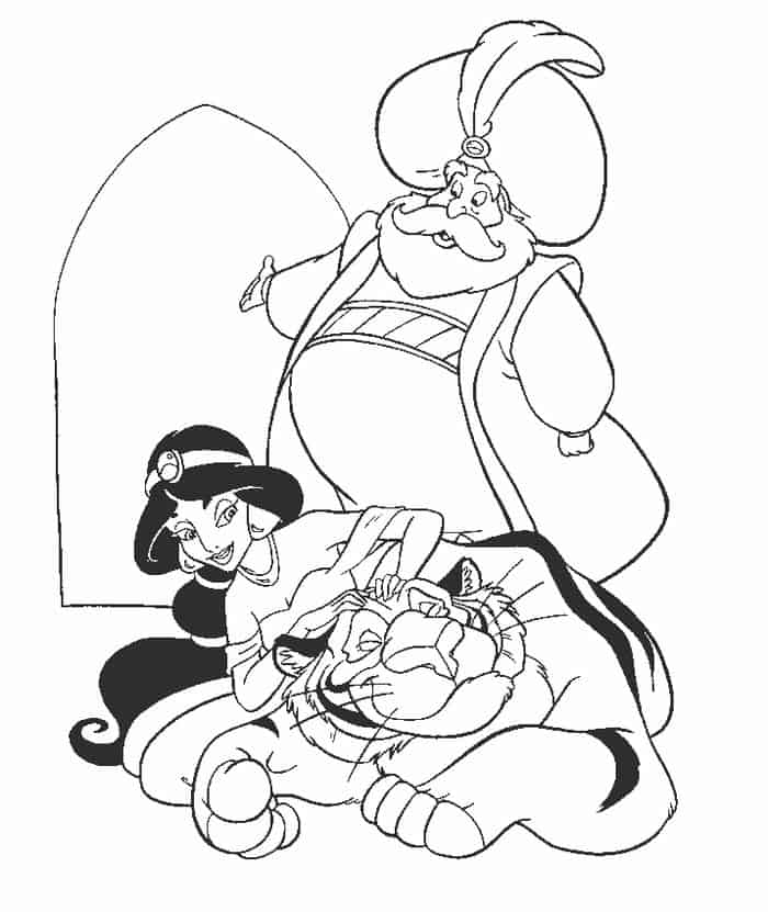 Aladdin Coloring Pages Jasmine And Her Dad