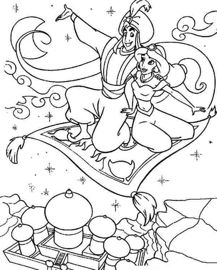 Aladdin Love Story Coloring Pages